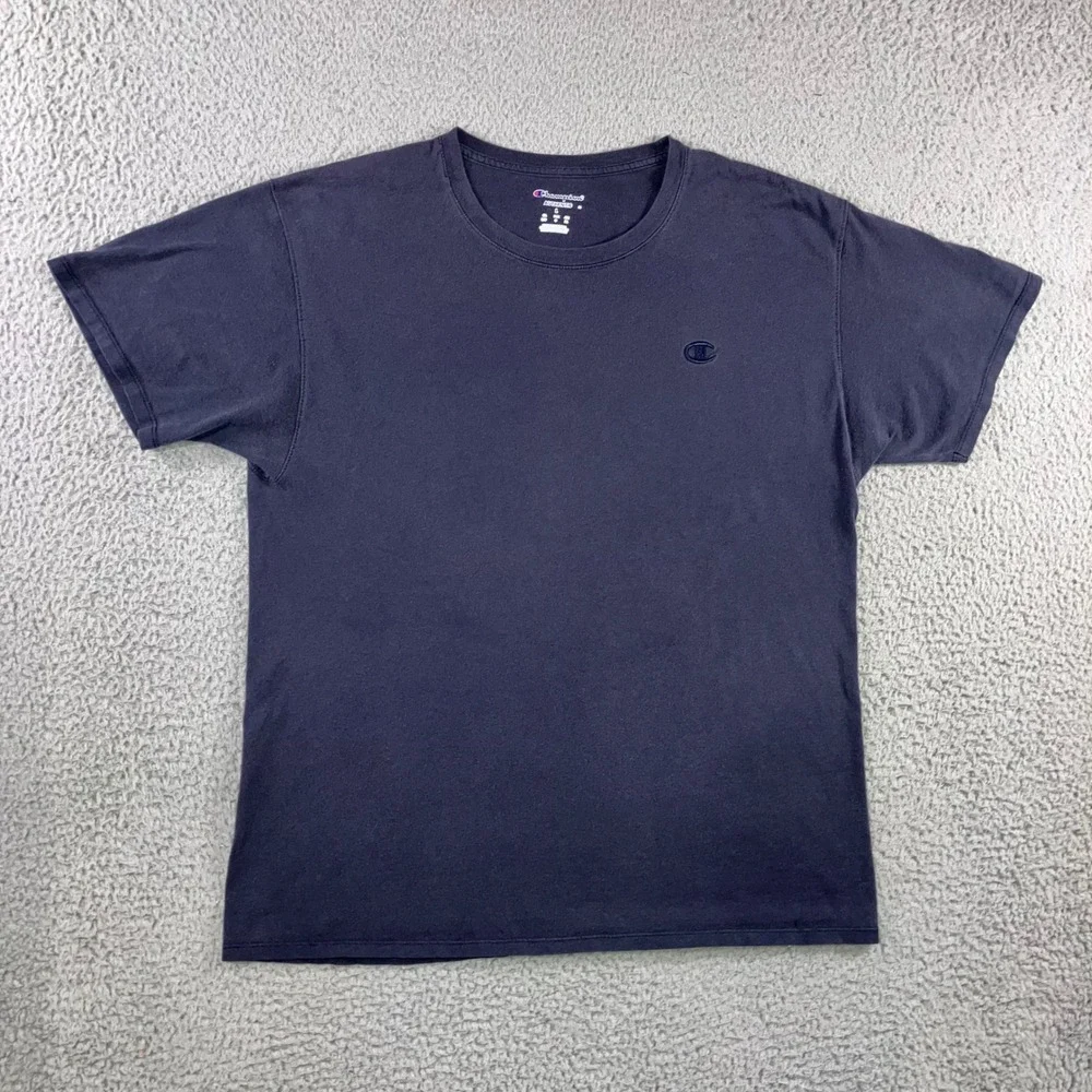 Retro Champion T-Shirt Men L Navy Blue S/S Embroidered Logo y2k Gorpcore Skater - Picture 1 of 9